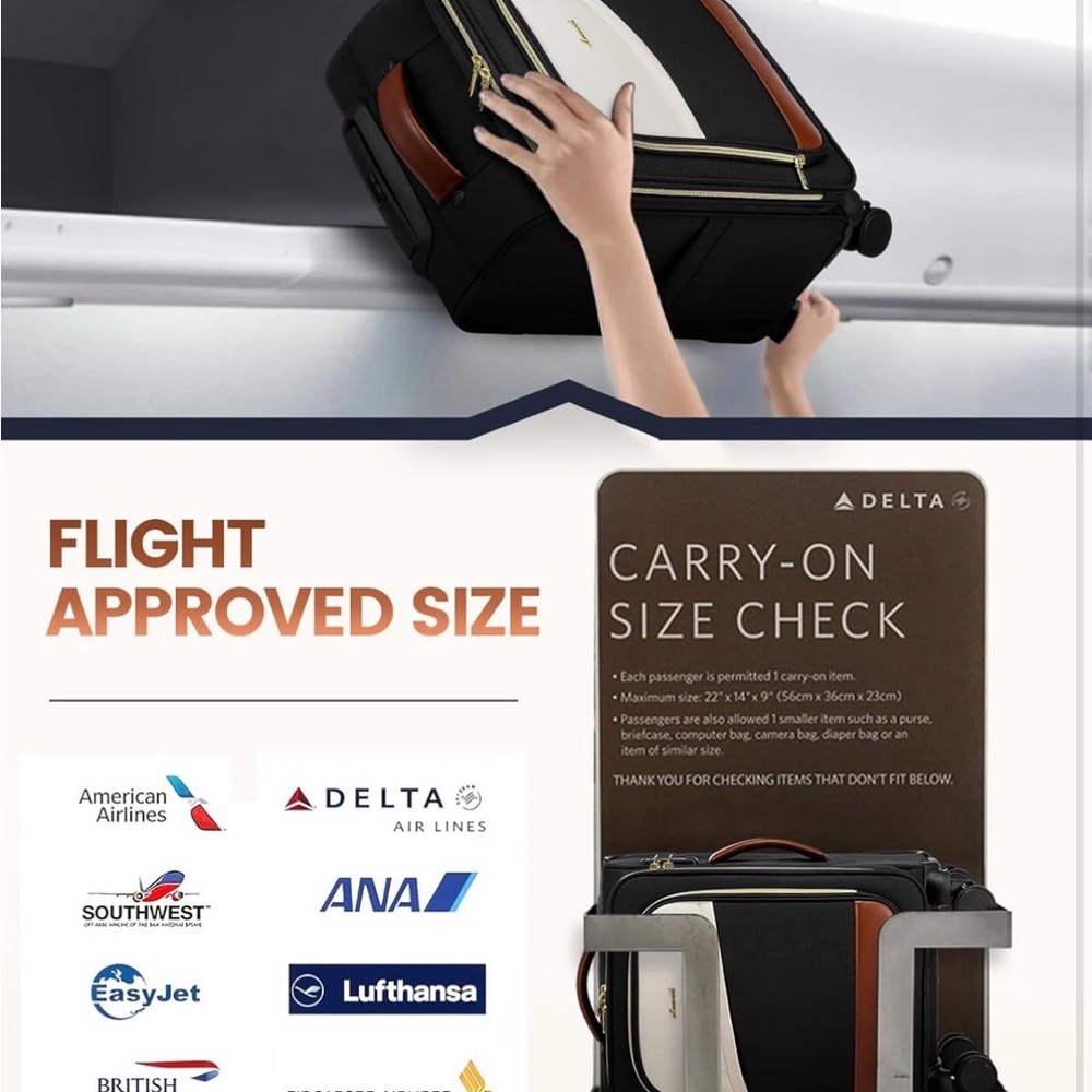 Lovevook Carry on Luggage 22X14X9, 20 Inch Softside Suitcase with 4 Pcs, - Picture 5 of 9